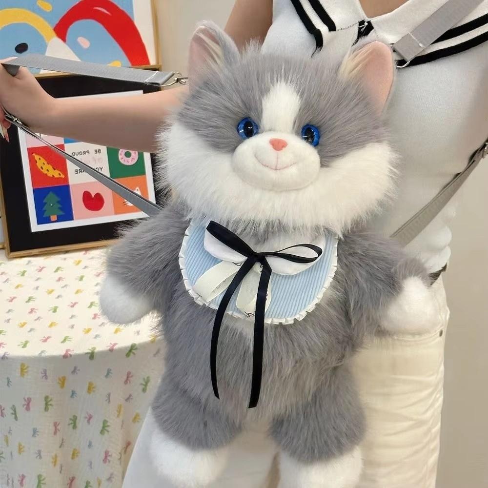Soft Plush Plush Ragdoll Cat Backpack Simulated Ragdoll Cat Crossbody Bag Travel Storage
