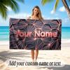 Abstract Geometric Theme Soft Beach Towel Personalized Custom Name Text Towel Portable for Beach Pool Travel