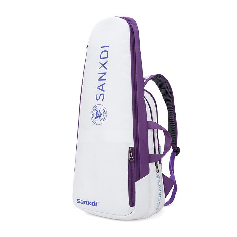 White Tennis & Badminton Backpack for 3 Rackets - Unisex Outdoor Sports Bag