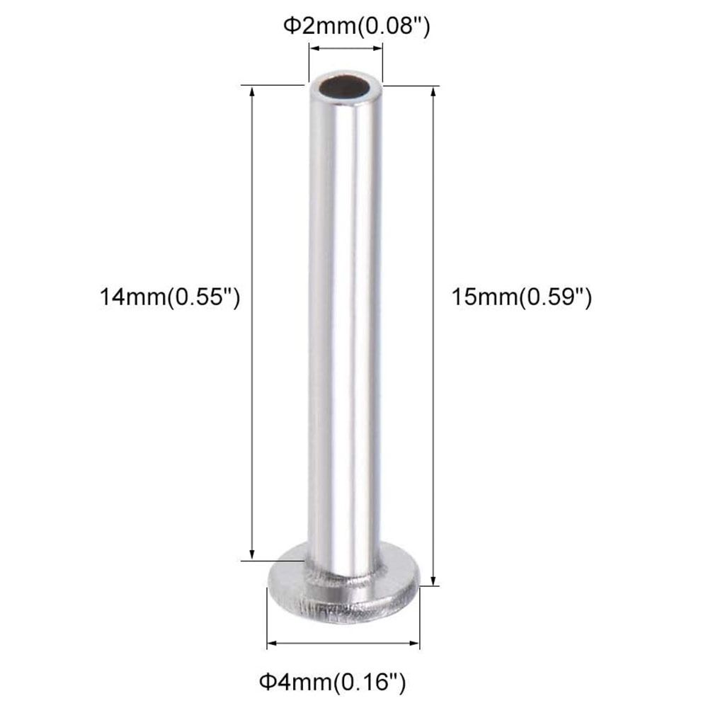 100 шт. M2 M2.5 M3 Полутрубчатые заклепки Серебристый тон Цилиндрический стержень Алюминий Плоская полукруглая головка