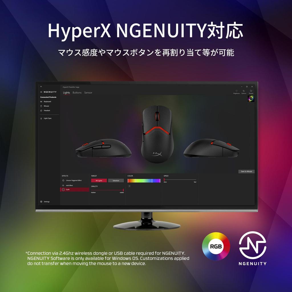 HyperX Pulsefire Saga Gaming Mouse Wired Customizable Module Replaceable 8K Polling Rate 26K Sensor PC PS5 Xbox Series A2PB3AA XS