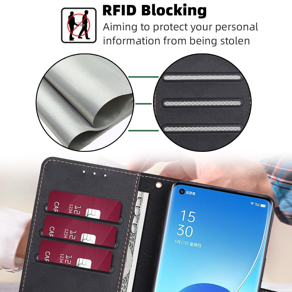 Чехол-кошелек с защитой от кражи RFID для Oppo Reno 4 5 Lite Realme 8i 9i C21Y C21 C25Y C35 C31 8 9 Pro, чехол из искусственной кожи, 6 слотов для карт, бампер для телефона
