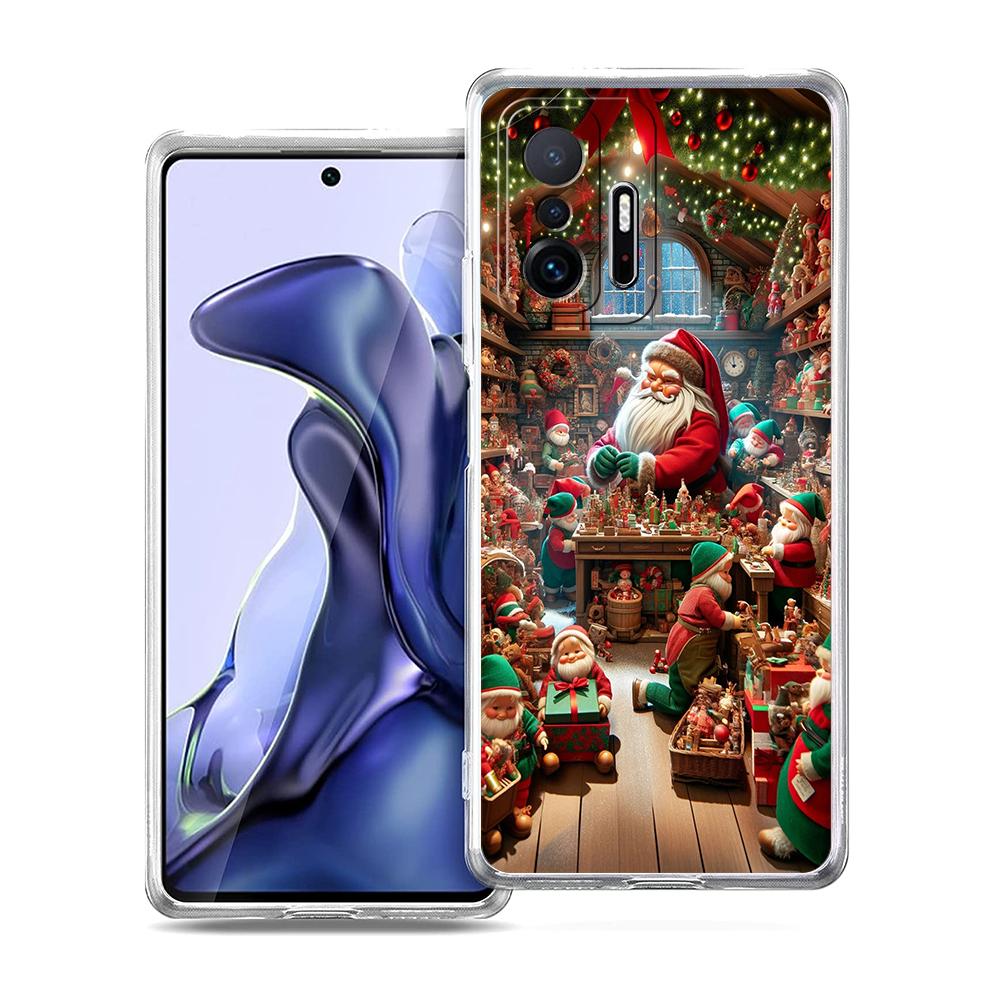 Прозрачный чехол для телефона для Xiaomi Mi 14 13 12 11 Ultra 13T 12T 11T Poco X3 NFC F3 F6 Pro 5G Мягкий ТПУ Новогодний Рождественский узор
