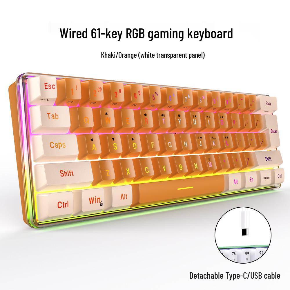 61-клавишная RGB проводная игровая клавиатура с механическим ощущением