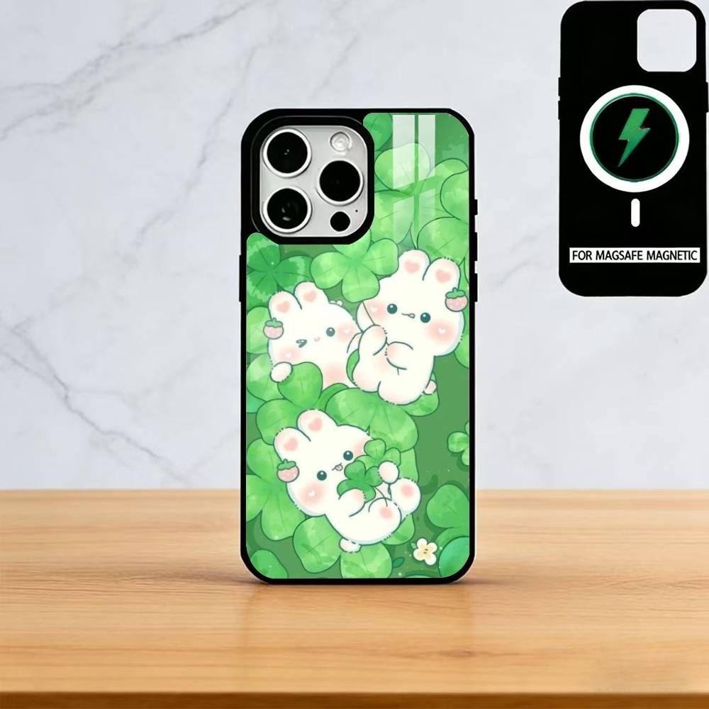 Милый Чехол-Кролик Для iPhone17,16,15,14,13,12,11 Plus,Pro Магнитный Для Magsafe Беспроводной Зарядки