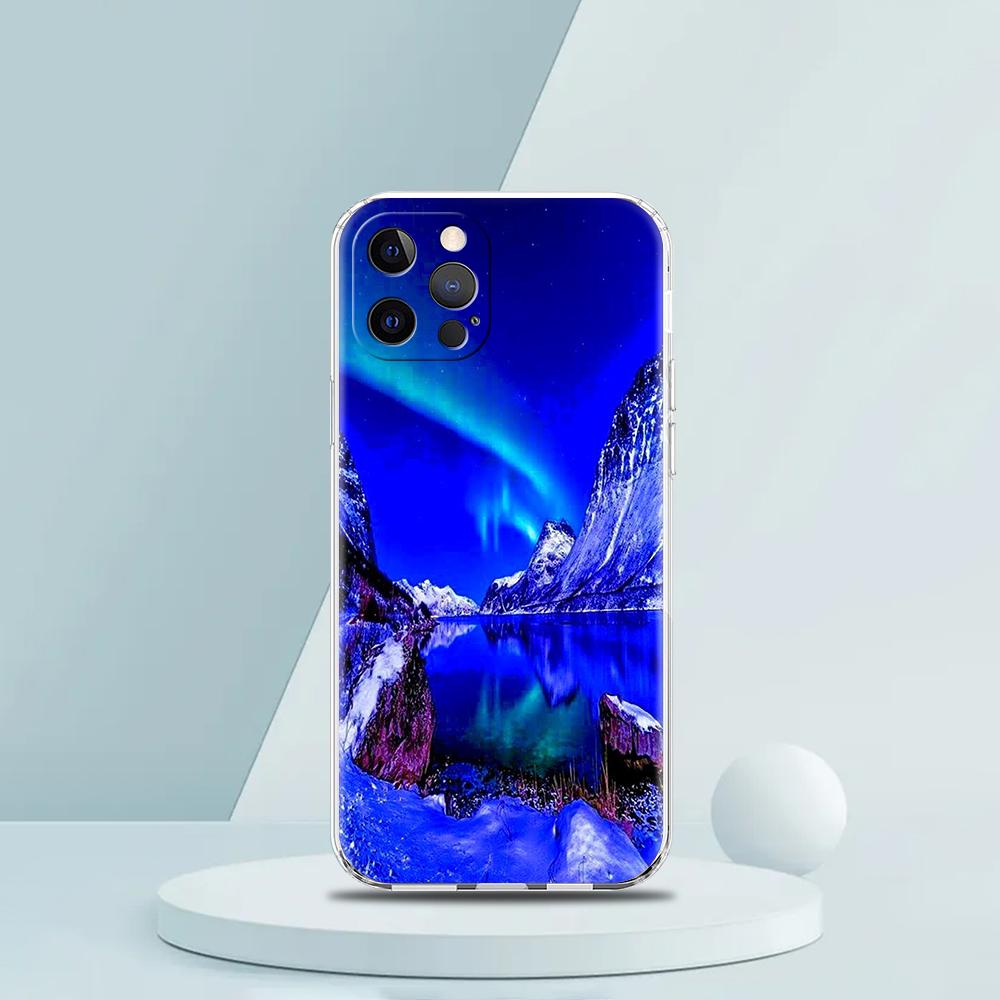 Для iPhone 15 16 14 13 12 mini 11 Pro Max XS X XR SE 7 8 Plus Силиконовый прозрачный чехол Красивое северное сияние Роскошный чехол для телефона