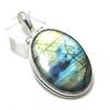 Natural Labradorite Gemstone 925 Sterling Silver Jewelry Pendant 2.05" W8Q44