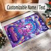 Unicorn Theme Crystal Velvet Floor Rug Personalized Custom Name Text Warm Carpet Home Decoration