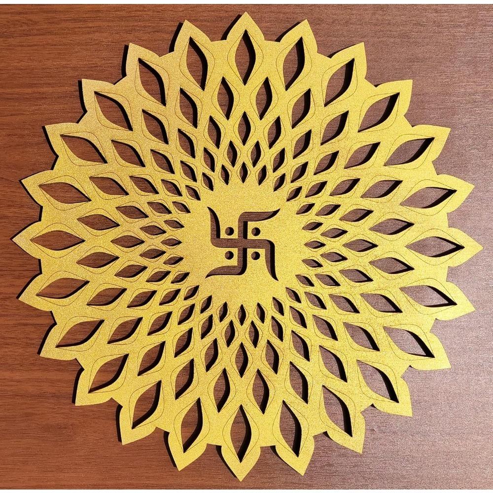 Decorative Metal Mandala Wall Art Home Decor Wooden OM Chakra Round Hanging for Living Room Bedroom Office Hotel Temple Gift