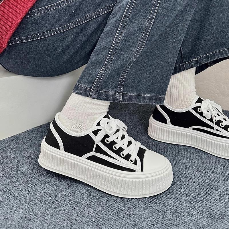 Популярные парусиновые кеды на толстой подошве, женские, весна-лето, инс-тренд 2025, новые нишевые универсальные повседневные спортивные туфли