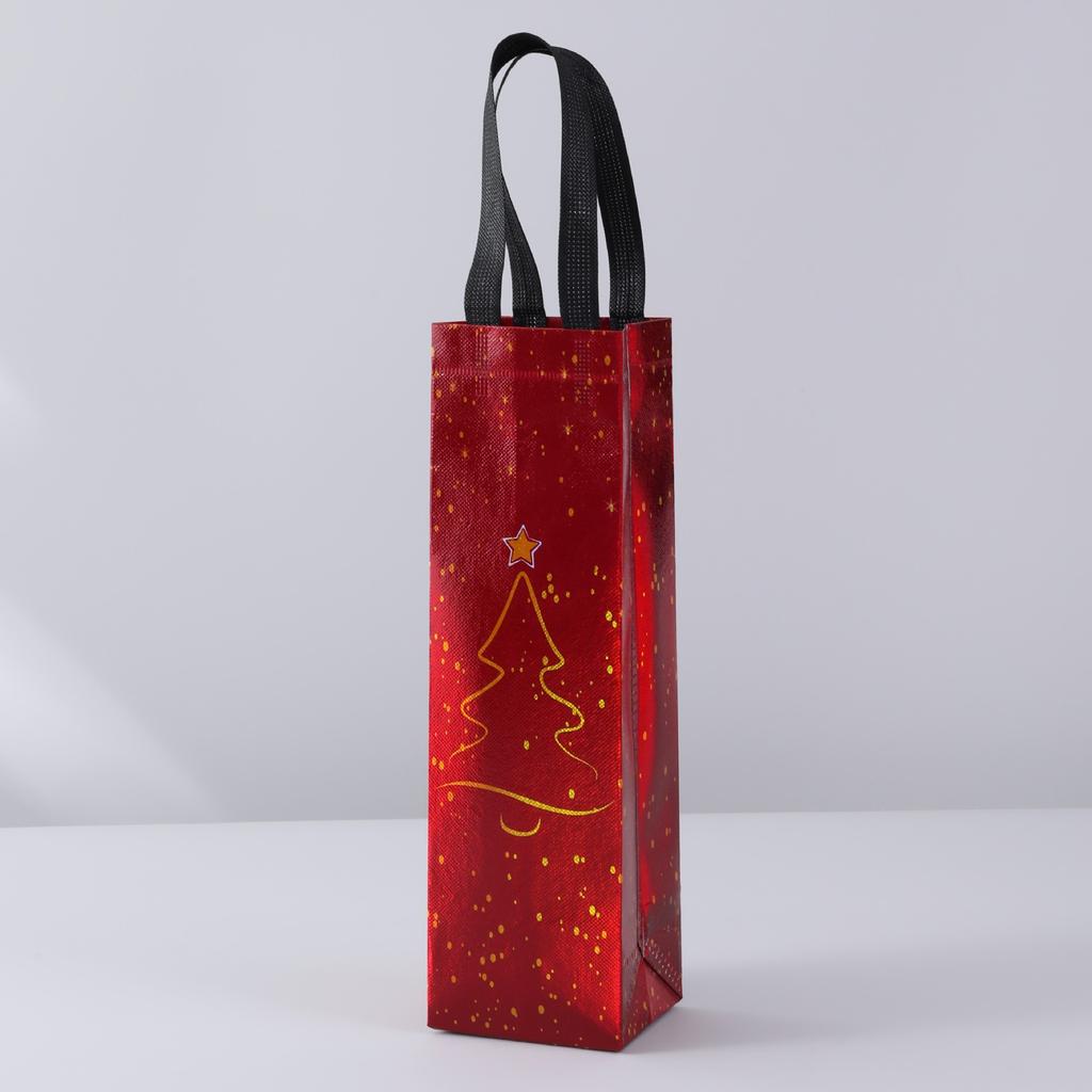 1Pc Reusable Non-Woven Wine Tote Bag, Padded Bottle Cooler Carrier Gift Bag for Wine Lovers, Wedding Party