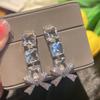 Design High-End Bow Long Zircon Earrings Super Flash Jewelry Temperament