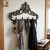 Retro Vintage Wrought Iron Hook Cast Iron Floral Texture Wall Mount Hanging Shelf Multi-functional Space Saving Key Hooks