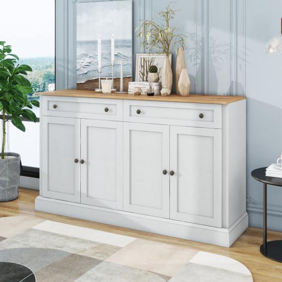 Large Sideboard with 4 Doors And 2 Drawers, Modern Buffet Cabinet for Dining Room and Living Room, 150 X 40 X 86cm
