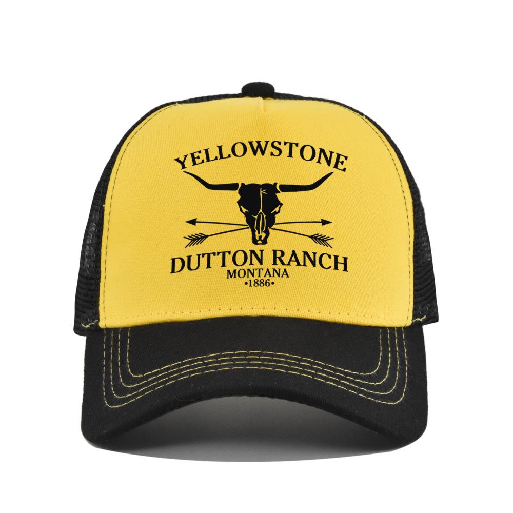 Cotton Front Mesh Back Trucker Cap, Bull Skull Print Adjustable Snapback Baseball Hat Unisex Western Style Outdoor Sports Sun Hat