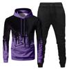 Mens Hooded Sports Tracksuit Unisex Two-Piece Running Outfits Long Sleeve Pullover Hoodies Sweatshirt+Sweatpants Set