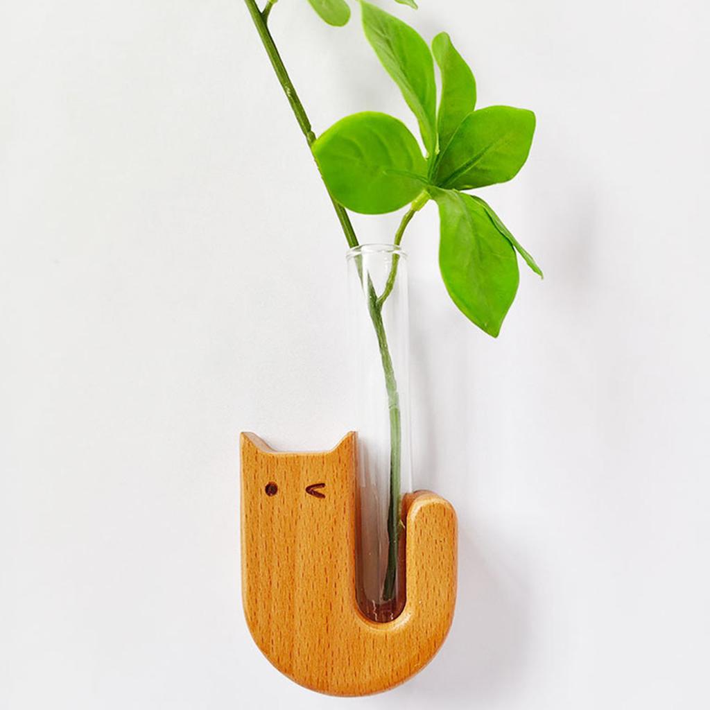 Деревянный магнит на холодильник с кошачьим узором, магнитное украшение для холодильника, маленькая декоративная ваза из массива дерева для дома или офиса