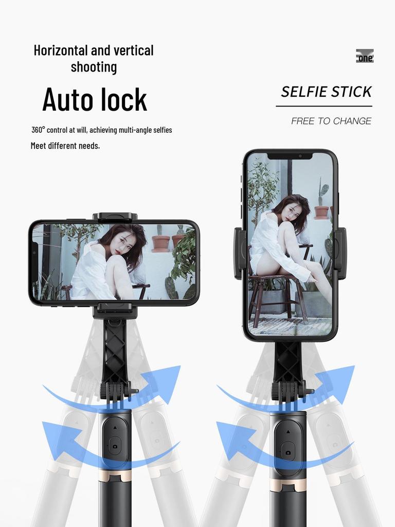 Q08 Bluetooth Selfie Stick: Anti-shake Gimbal, Mini Phone Holder, Desktop Tripod