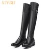 Winter Genuine Leather Knee-length Boots Women Warm Stovepipe Boots Plus Large Over The Knee Boots