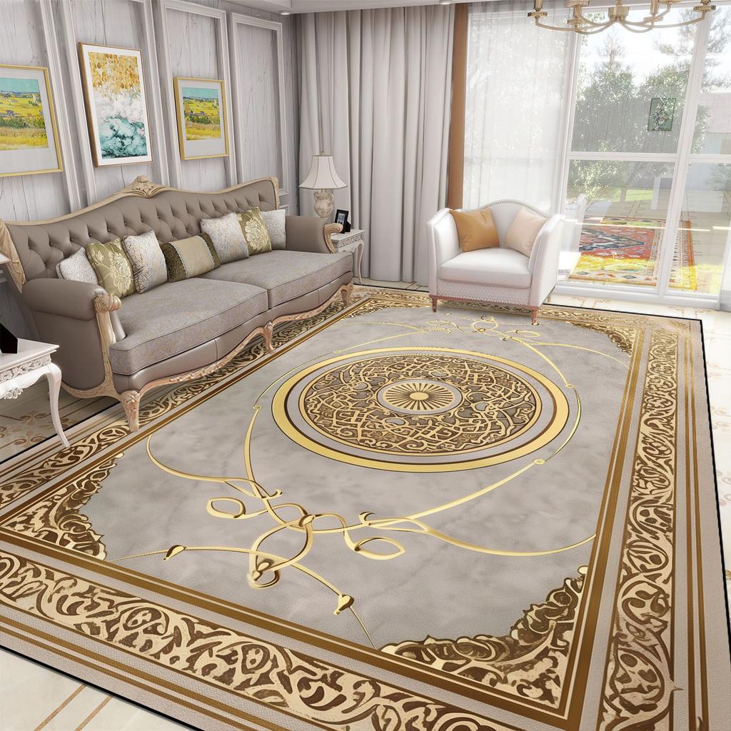 Роскошный Большой Ковер для Гостиной Европейский Стиль Домашнее Украшение Комнаты Золотой Кофейный Столик Коврик Мягкий Моющийся Ковер для Спальни Alfombra
