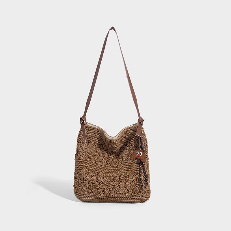 Wax Rope Artistic Woven Fashion Bag Crossbody Bag for Women Versatile Shoulder Bag Bucket Bag Vacation Style Beach Bag