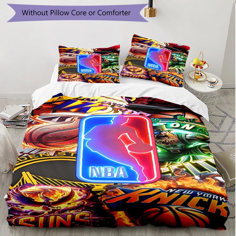 3pcs Duvet Cover Set (1*Duvet Cover + 2*Pillowcase, Without Core), NBA basketball Print Soft All‑Season Bedding Set, Home Bedroom Decor Gift