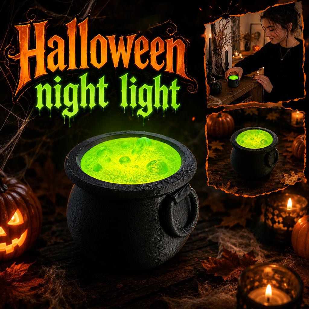 Witch Cauldron Tealight Holder Halloween Decoration Night Light Stand for Seasonal Home Decor Indoor Outdoor Use