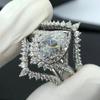 Huitan Gorgeous Pear Cubic Zirconia Set Rings for Women New Fashion Wedding Accessories Temperament Female Jewelry Drop Shipping