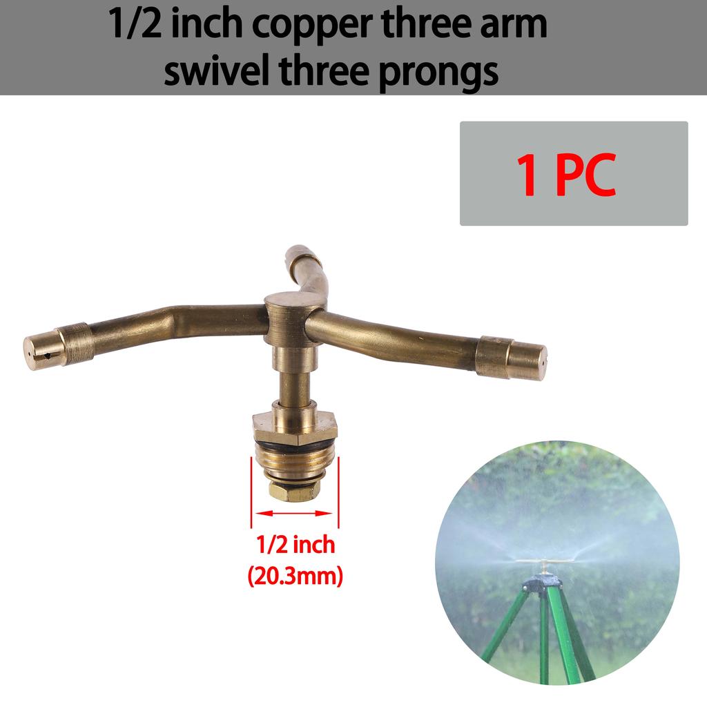 1/2 Inch 2/3/4 Arm Rotating Brass Nozzle Garden Lawn Irrigation Watering Nozzle Automatic Rotating Atomizing Watering Tool