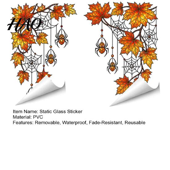 Transparent Vine Patterns for Windows 2Pcs Stained Glass Style Window Film, Hanging Stickers, Christmas Weather Resistant Decals Halloween Static