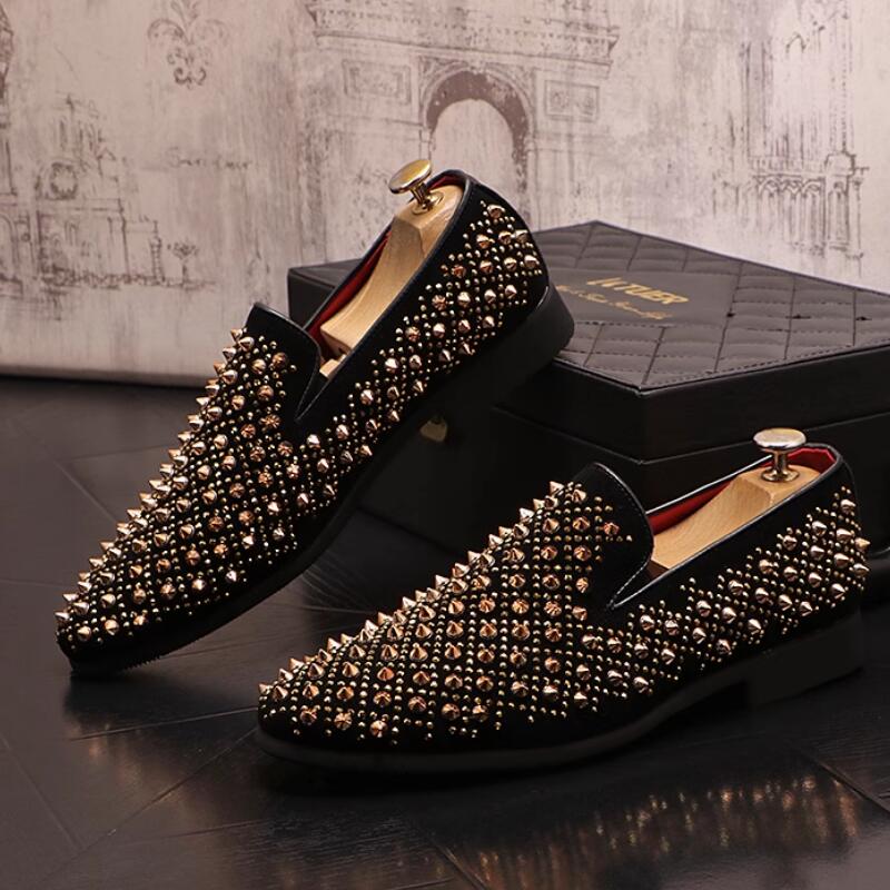 Модные летние мужские кожаные туфли-оверстепы Модные туфли-лоферы с заклепками Модная обувь для парикмахеров a9