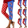 Women's Fashion Casual Outer Bottoming Trousers Independence Day Print Seventh Trousers