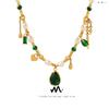 Elegant Palace Style Pendant Necklace with Freshwater Pearl, Zircon, Jade, and Turquoise