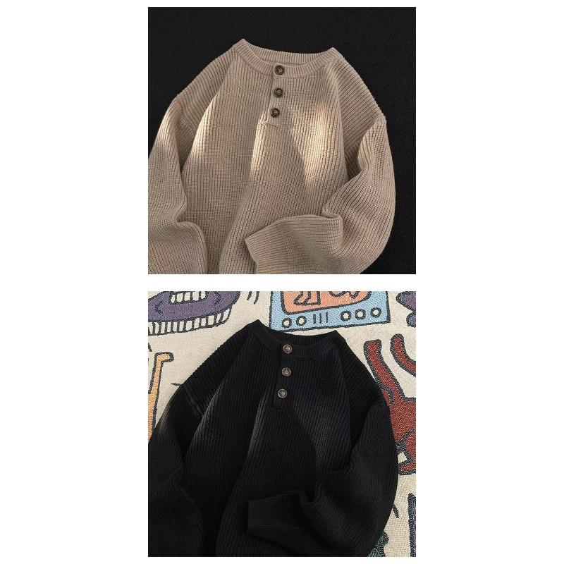 Свитер с длинным рукавом и круглым вырезом, вязаный, свободного кроя, повседневный, в студенческом стиле, для зимы