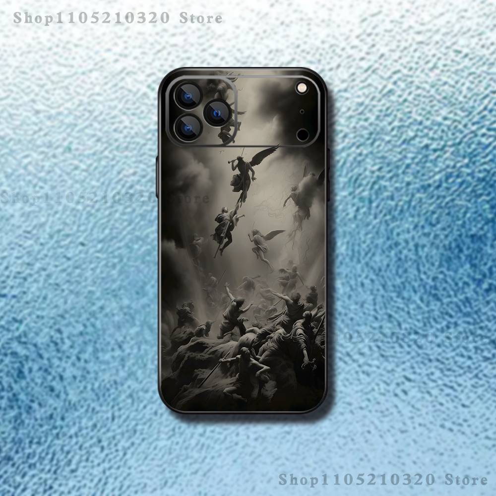Чехол для телефона 'Падший Ангел Живопись' для iPhone 17,16,15,14,13,12,11,Pro,Max,Plus,E,Air,Mini Защитный Черный Чехол