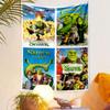 Shrek Tapestry Wall Hanging, Shrek the Third Forever After Poster Art, Family Wall Decor for Bedroom Living Room Dorm