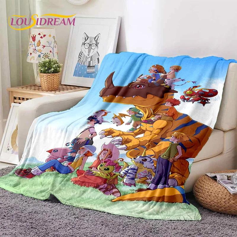 Мягкое фланелевое одеяло в стиле ретро Digimon Adventure Monster Cartoon для кроватей, диванов, пикников, плед для покрывала, детский подарок