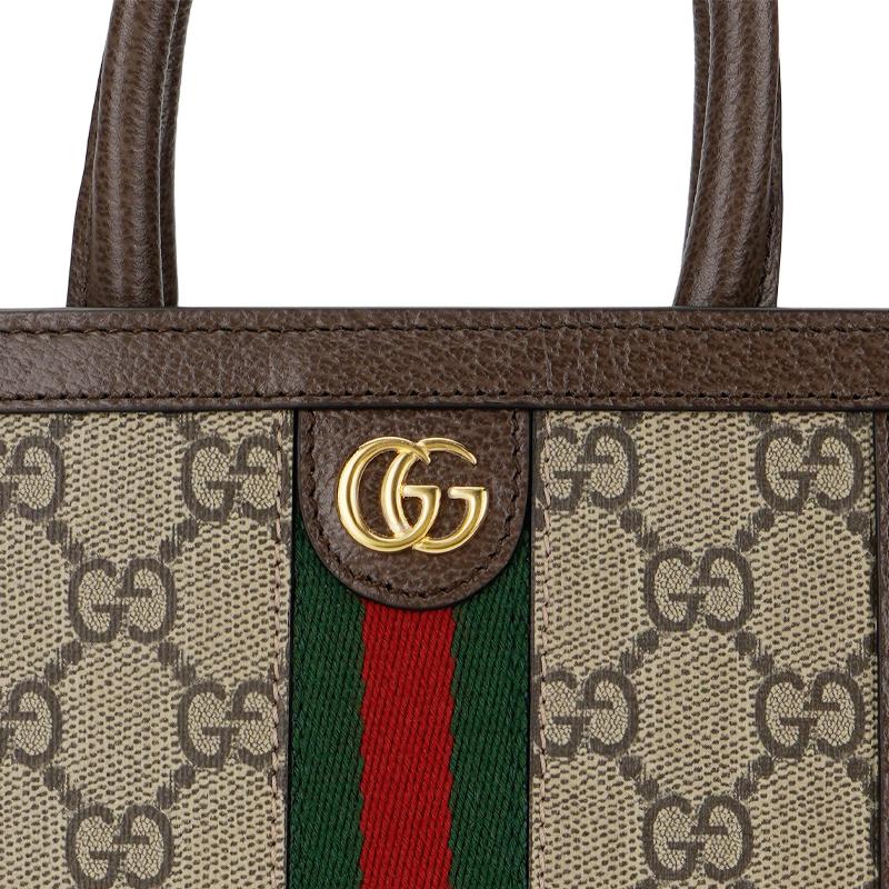Gucci Ophidia Съемный и регулируемый плечевой ремень Холщовая и кожаная сумка Супер Мини Женская Бежевый и Эбеновый
