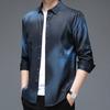 Мужская повседневная рубашка, весенне-осенняя однобортная рубашка с лацканами и длинными рукавами, топы с принтом, деловая рубашка против морщин