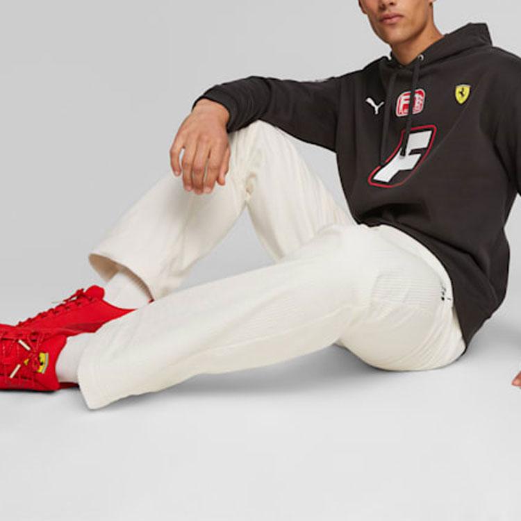 Puma Hooded Letter Print Fitted Long Sleeve Sweatshirt Men Tops Black 621119-01