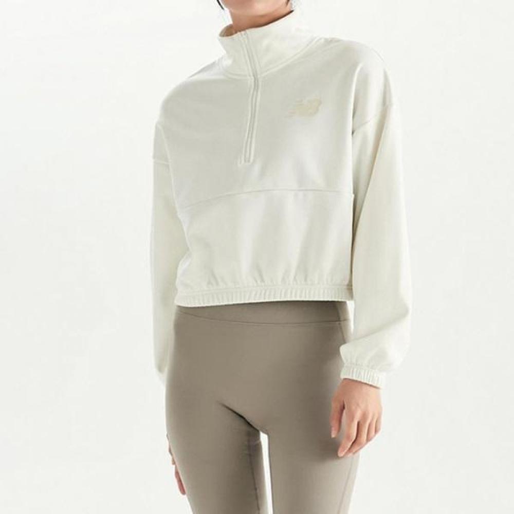 New Balance Performance Fleece Quarter Zip Up White Awt33187 Nbncd4