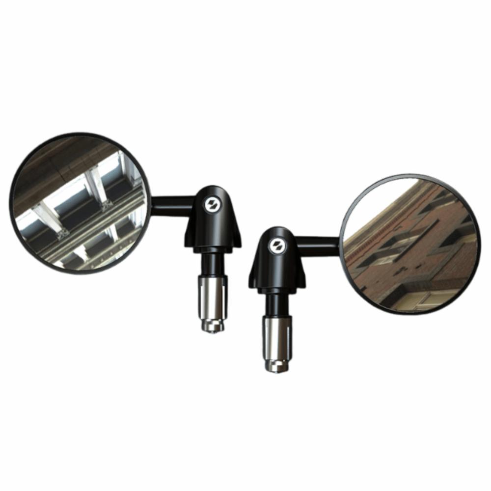 2Pcs Round Motorbike Handlebar Mirror Flat/Convex Handle Bar End Mirror  for 16-18mm ID Handle
