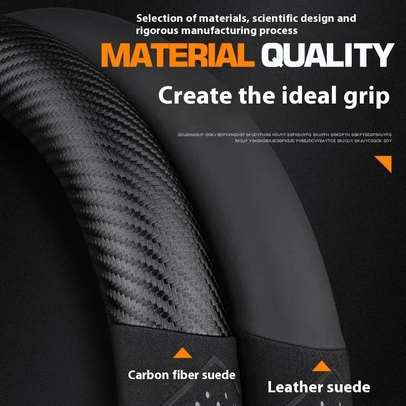 cwnqah1 cwmvjg1 Car Suede Carbon fiber Leather Steering Wheel Cover For Mitsubishi Outlander Pajero Asx Lancer EX Evolution L200 Triton RALLIART
