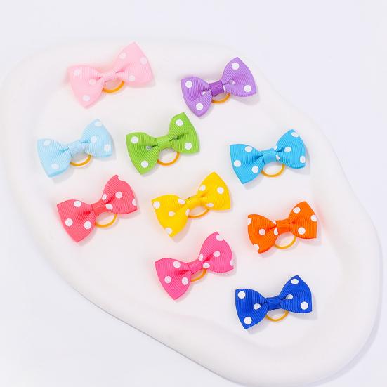 Dog Small Hair Bowknot with Rubber Bands Handmade Hair Dot Bow Pet Grooming Accessories for Party Christmas Birthday