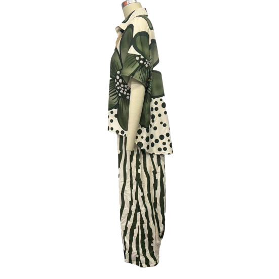 Women's Floral Print Loose Two-Piece Set Lapel Short Sleeve Top Wide Leg Pants Set Summer Casual Boho Streetwear