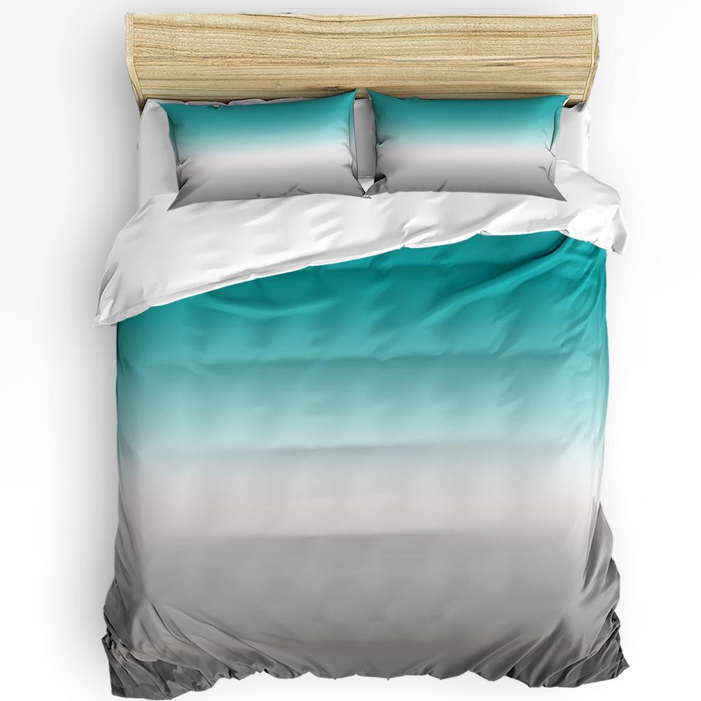 Градиентный серо-голубой пододеяльник, комплект постельного белья для кровати, домашний текстиль, пододеяльник, наволочки, комплект постельного белья для спальни, двуспальный комплект постельного белья, без простыни