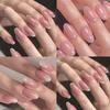 24pcs Detachable Press On Nails Fake Nials DIY False Nails Gradient Pink French Short Round