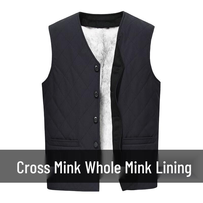 KAISER Men's Premium Mink Fur Lined Vest for Overcoats