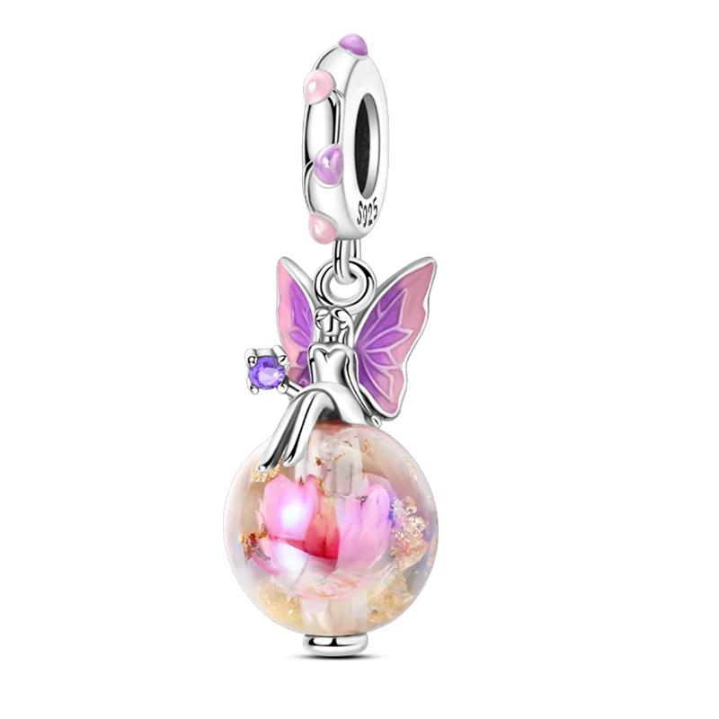 Copper Luminous Elf Glass Insect Planet Wish Bottle Pendant Fit Original Bracelet Diy Jewelry Original Design