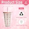 Бутылка для воды Kawaii, эстетический стакан для льда, кофе, сока, чая, симпатичные пластиковые стаканчики с бантом и крышкой-соломинкой, портативная бутылка для питья